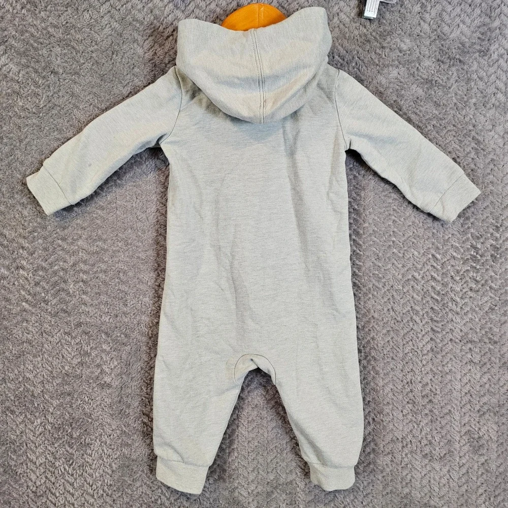 Nike Infants Grey‎ Hooded Full Zip Fleece Coverall Romper 9M K731-EDV